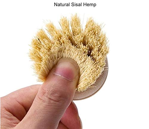 Wooden Dish Brush, A-1Ux Bamboo Wood & Natural Bristle Tampico Fiber Washing Up Brushes With 2Pcs Replacement Brush Heads For Pot Pan Dish Bowl Kitchen Cleaning #TOP1