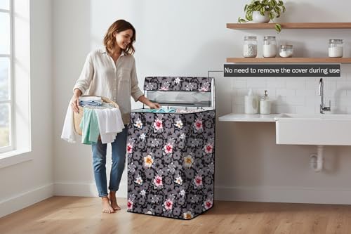 Image of Stylista Top Load Fully Automatic Washing Machine Cover Compatible for IFB 8 kg, 8.5 kg, 9 kg & 9.5 kg, Symmetric Pattern Grey