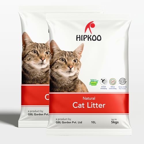 Hipkoo Exclusive Cat Litter 10Kg 100% Natural Unscented Bentonite Clay Dust Free Fragrance Free Absorbent Eco-Friendly Sand for All Breeds of Cats 2 Packs of 5 Kgs (Combo)