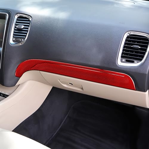 Image of Car Copilot Glove Box Cover Decals for 2011-2020 Dodge Durango Accessories Carbon Fiber Interior Stickers, Red