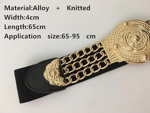 1PCS Women Flower Gold Belts Ladies Elastic Metal Waist for Dress Chain2