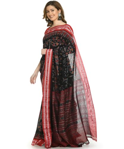Image of COTTONSILK & KHANDUAPATA Shambalpuri Cotton Saree of Odisha Ikkat Orissa Traditional Handloom Sari | Bomkai | Pata | Nuapatana | sambalpuri saree | khandua patta sare | without Blouse S5