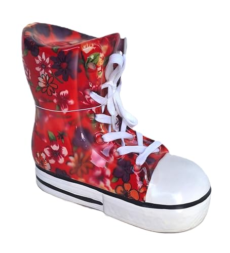 Tirelire Enfant Basket Chaussure Fleurs en céramique (Rouge)