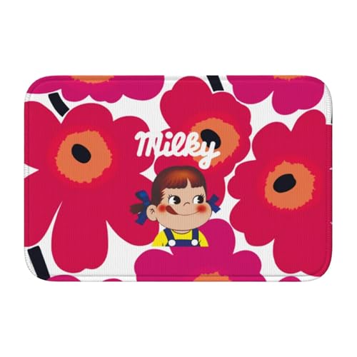 花柄 ペコちゃん バスマット トイレマット 足ふきマット 玄関マット お風呂マット 屋外 室内 洗面台 浴室 滑り止め 吸水 防滑 洗える おしゃれ キャラクター