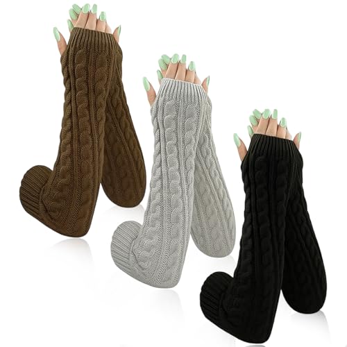 ZYLOUY 3 Paar Armstulpen, 42 CM Handstulpen, Pulswärmer Damen, Weiche Armstulpen für Damen, Bequem und Vielseitig