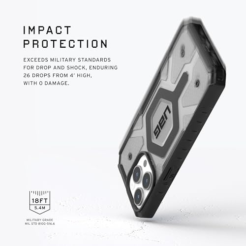 Image of URBAN ARMOR GEAR UAG Case [Updated Version] Compatible with iPhone 15 Pro Max Case 6.7 inch Pathfinder Clear Ash /Black Built-in Magnet Compatible with MagSafe Charging Rugged Transparent Protective Cover