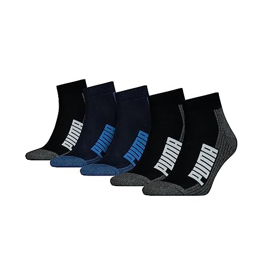 PUMA Unisex-Adult BWT Cushioned Quarter (5 Pack) Socks, Blue/Black, 39/42 (5er Pack) 2 PUMA Unisex-Adult BWT Cushioned Quarter (5 Pack) Socks, Blue/Black, 39/42 (5er Pack)