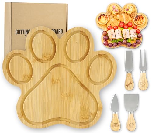Tabla de cortar con forma de pata de perro de bambú miniatura 1