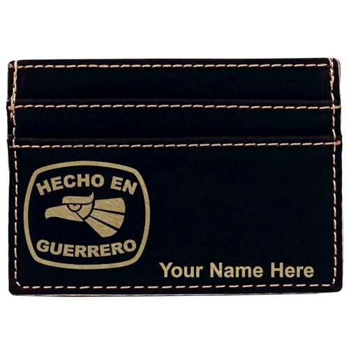 LaserGram MCW Money Clip Wallet, Hecho en Guerrero, Personalized Engraving Included (Black with Gold)