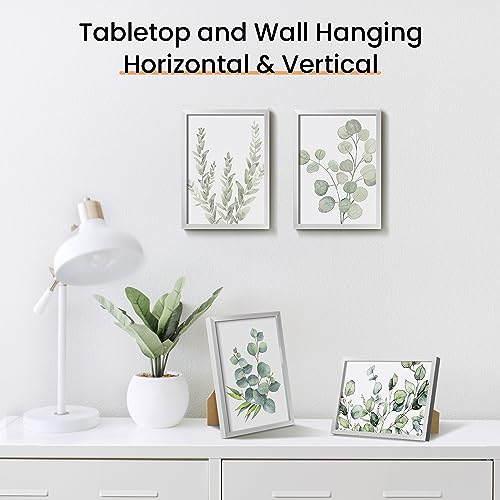 Image of upsimples 5x7 Picture Frame Set of 3, Made of High Definition Glass for 5 x 7 Silver Frames, Wall and Tabletop Display Thin Border Photo Frame for Home Decor