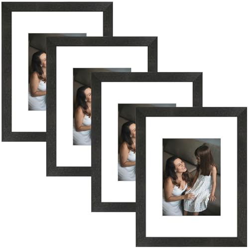 Golden State Art 9x12 Picture Frame Set of 4,Display 6x8 Photo, Black