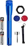 MagLite Mini LED Flashlight - Ultra Bright 127 Lumens, Adjustable Beam, Water-Resistant IPX4, Shock Resistant, 2 Power Modes, Includes 2 AA Premium Alkaline Batteries - (Combo Pack, Blue)