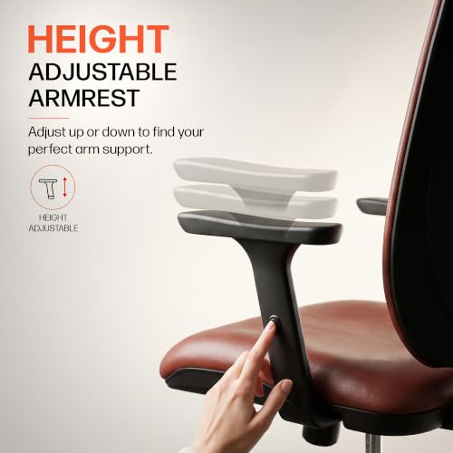 Image of DROGO Pluto Ergonomic Office Chair for Work from Home with 135 Recline | Premium Leatherette Cushion | 2D Headrest, Adjustable Armrests, Computer Chair with 3-Point Recline Lock,1-Year Warranty(Tan)