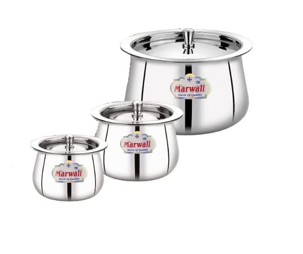 Image of Stainless Steel Handi with Lid for Serving and Storage of Ghee /Dhai /Milk etc. (600ml)