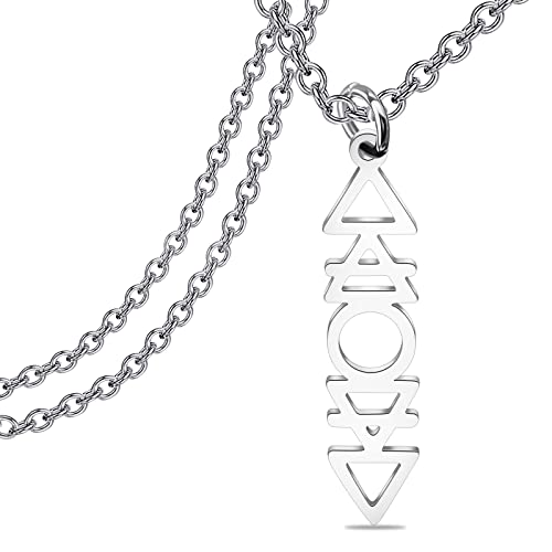 Collier quatre éléments acier inoxydable pendentif alchimique durable