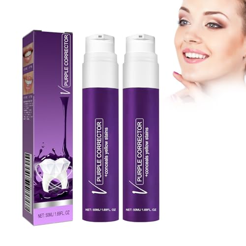 Tkekruh 2PC Pasta Blanqueadora Dientes 50ml, PurpleTeeth Whitening, Blanqueador Dental, Color Corrector Serum Dientes, Dental Pasta de Dientes Blanqueante Teeth, Whiten and Brighten
