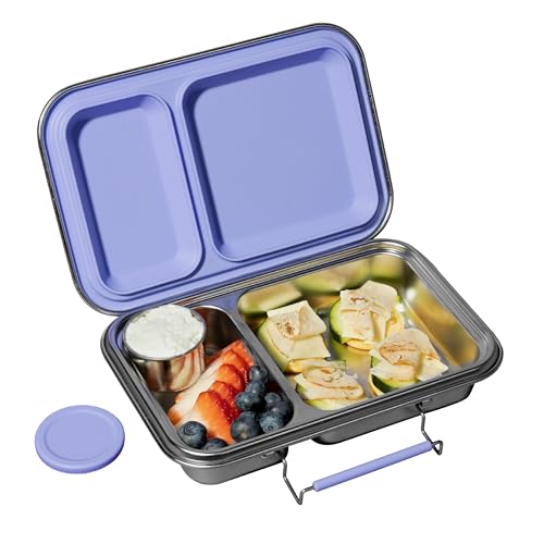 Steelies Lonchera Bento de acero inoxidable, 670 ml, a prueba de fugas, acero inoxidable 304, duradera con dos compartimentos, se adapta a sándwiches, sello de silicona extraíble, apta para