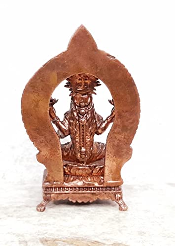 Image of Copper Idols, 3.3 inches, Copper Handmade Lakshmi with Prabhavlli, 150 Grams, Patina Antique Finish, Pack of 1 Piece