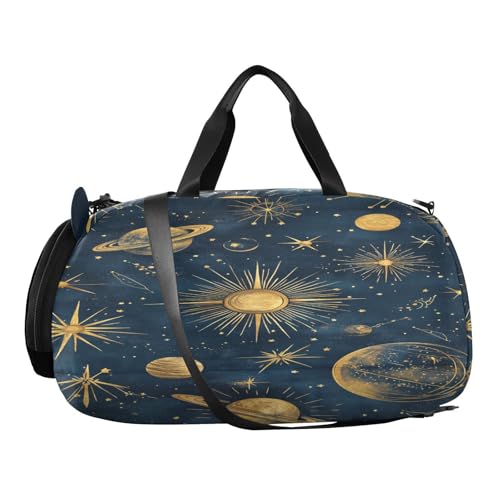 Planets Starry Blue Kids Travel Duffel Bag for Boys Girls Overnight Weekend Tote Bag with Shoes Compartment for Dance Gym Sports2