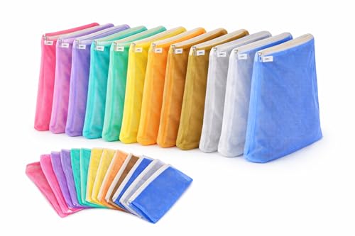 SIO Mesh Vegetable Storage Bags for Refrigerator Pack of 12 with Zipper Reusable Produce Bags for Fridge Kitchen Organization and Grocery Storage | 35