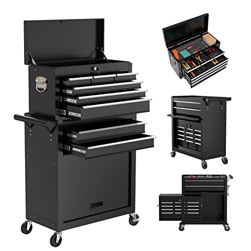I-Choice 8-Drawer Tool Chest Rolling Tool Box With Wheels And Drawers Detachable Organizer Big Tool Storage, Mobile Lockable Toolbox For Workshop Garage Mechanics (Black) #TOP9