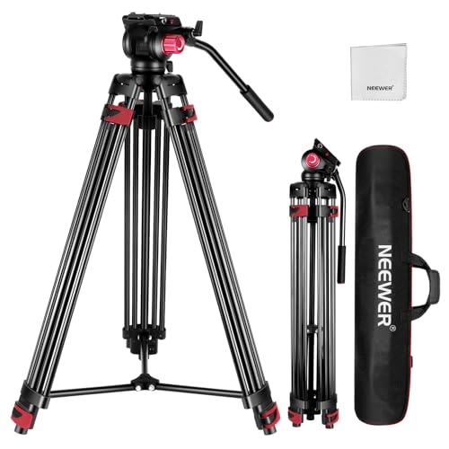 NEEWER Treppiede Fotocamera da 200cm con Testa Fluida 360°, Cavalletto Video Robusto in Lega Alluminio con Piastra QR Compatibile con Canon Nikon Sony e Altre DSLR Videocamere, Max 8kg, Panno Pulizia