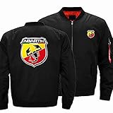 Herren Fliegeranzug Jacke für Abarth Druck Bedruckt Casual Langarm Sweatshirt Winddichte Oberbekleidung Herbst Winter Mantel Tops,Black,L