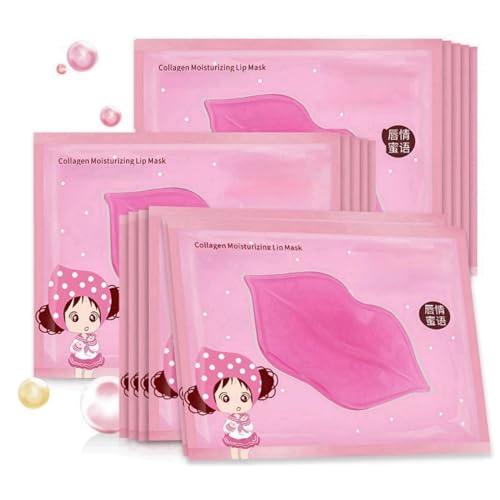 Shefave Lip Mask, 16Stück Lippenmaske Pads, Collagen Crystal Lip Mask Set, Feuchtigkeitsspendende Lippen Schlaf Maske Anti-Falten Patches Lip Balm, Reduziert Lip Lines Entfernen tote Haut
