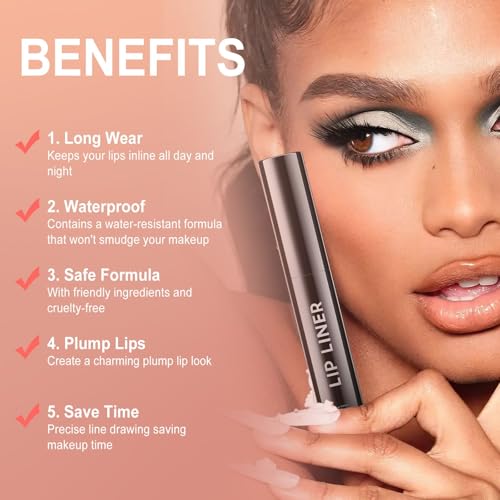 Image of Lip Stain Peel Off, Lip Liner Moisturizing Long-Lasting & Waterproof, Transfer Proof & Plumping, Non-Stick Cup, 2PCS Mauve