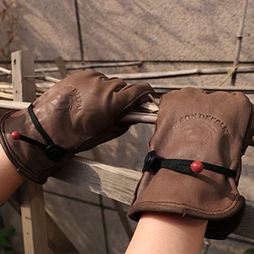 OLSON DEEPAK Gardening Gloves for Men and Women,Thorn Proof Cowhide Leather Gloves for Working,Welding,woodburner,Riding,Garden… - Image 3