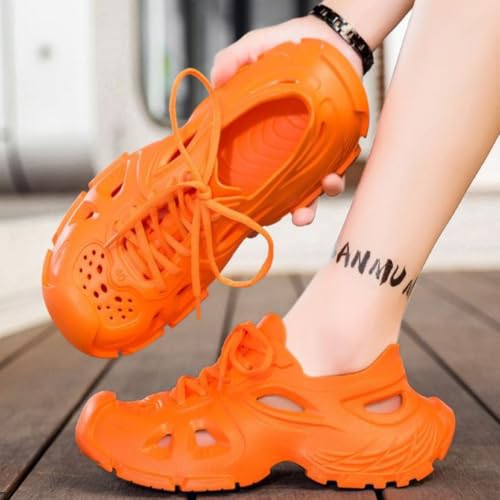 Sports sandals outdoor breathable soft bottom wear resistant anti slip upstream and wading beach sandals (Orange,7.5)2