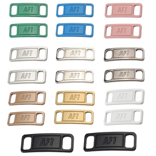 PLKSEI 10 pares de Hebillas Cordones de Zapatos de Metal AF1 Etiqueta de Cordón Accesorios Kits Bricolaje Hebilla de Cordón para Niños y Adultos Adecuado para Toda la Decoración de Cordones