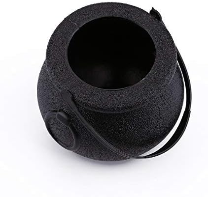 Tebery 24 Pack Mini Black Candy Kettles Novelty Cauldron with Handle, Plastic Candy Holder Pot for Kids St Patrick Day, Wizard, Halloween Theme Parties Supplies Decoration