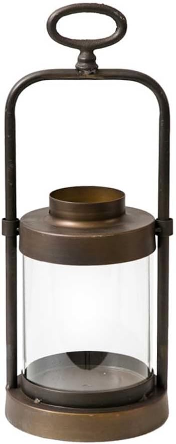 Vintage Candle Lanterns, Metal Hurricane Candle Holder for Pillar Candle Hanging or Floor Table Decor for Wedding Party Table Centerpiece Candlestick (Color : 1) (Brass)