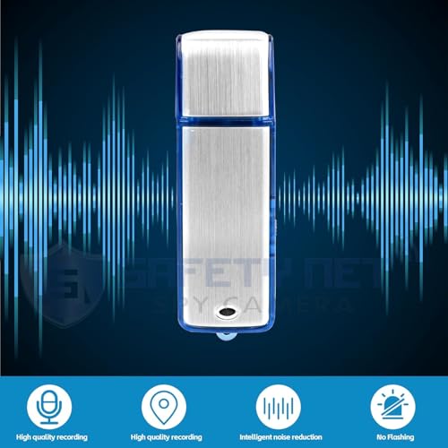 Image of SAFETYNET Mini USB HD Voice Recorder Pendrive, Clear Audio Sound Recording Pen Drive, Audio Recording Device with Inbuilt 8GB Memory for Home, Office, Meetings