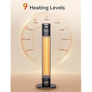 VAGKRI Outdoor Heaters, 1s Heating Carbon Infrared Patio Heaters With Remote, 9 Heat Levels, 24H Timer, IPX5 Waterproof, 42in Electric Space Heaters for Home, Office, Restaurant, Patio, and Garage VAGKRI Outdoor Heaters 1s Heating Carbon Infrared Patio Heaters With Remote 9 Heat Levels 24H Timer IPX5 Waterproof 42in Electric Space Heaters for Home Office Restaurant Patio and Garage