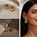6 Pairs Trendy Gold Plated Knot Earrings for Women Chunky Statement Drop Dangle Teardrop Earrings Lightweight Hypoallergenic Fashion Accessories Gold Jewelry Set Gifts for Women