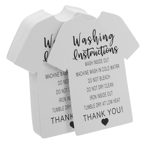 STOBOK 300個洗濯洗浄指示カード 衣類ケアラベル シャツ用洗濯ガイド タグ 店舗向け衣類表示 シンプルデザイン 書き込み可能裏面付き