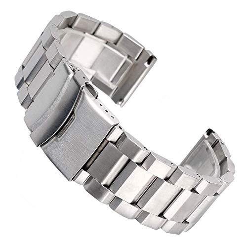 Correa de reloj acero macizo S3YT8U plateada con acabado cepillado de 22mm de ancho