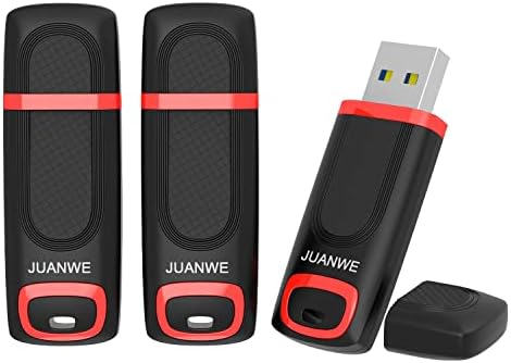 JUANWE 128GB USB Stick 3.0, Memory Stick 128GB USB Flash Drive Up to 80MB/S, Pen Drive For Data Storage, Cap Design USB 3.0 Jump Drive, Thumb Drive 128 GB, LED Indicator, Red&Black