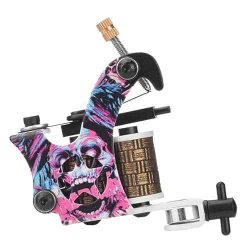 Mikinona Bobina para Máquina de Tatuar de Hierro Electrochapado 10 Vueltas, Diseño de Calavera Pentagonal, Accesorio Profesional para Suministros y Dispositivos de Tatuajes