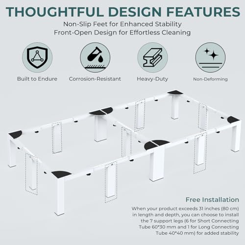 Image of Adjustable Washer Dryer Pedestal - Heavy Duty & Universal Washer Pedestal & Washing Machine Stand Fit (40.9-66.14L x 20.47-33.07W x12.6H inch) - Compatible with Front Load Washers & Dryers