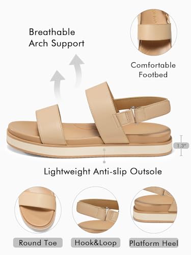 Image of Coutgo Women's Arch Support Adjustable Strap Flat Sandals | Casual Sandals