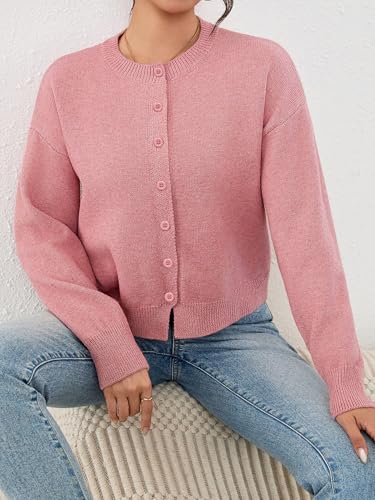 Image of Ibeauti Cropped Cardigan Sweaters for Women 2026 Trendy Spring Y2k Outfit Long Sleeve Button up Open Front Short Knit Sweater