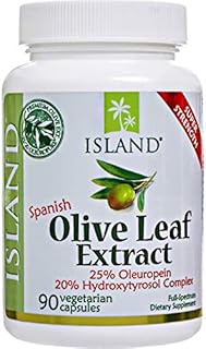 Island Nutrition, Olive Leaf Extract Capsules – 25% Oleuropein (40% Total Polyphenols), Plus 20% Hydroxytyrosol Complex – 100% Grown & Extracted in Spain (90 caps), Real European Olive Leaf Extract