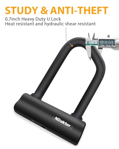 Image of NDakter Motorcycle Chain Locks, Heavy Duty Anti Theft - 18mm Shackle, 4FT x 12mm Thickness Security Chain, Bike U Lock with 3 Keys for Ebike, Escooter, Moped and Gate