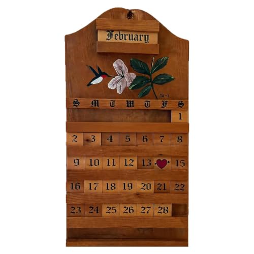 Pantalla de fecha reutilizable de madera con sistema perpetuo