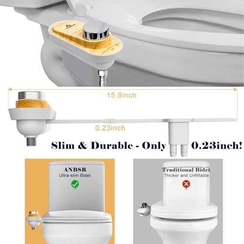 Anbsr Ultra-Slim Bidet Attachment Dual Nozzle Feminine Wash And Posterior Wash Bidet Attachment For Toilet Non-Electric Fresh Cold Water Bidet Toilet Seat Attachment With Pressure Controls thumb #4