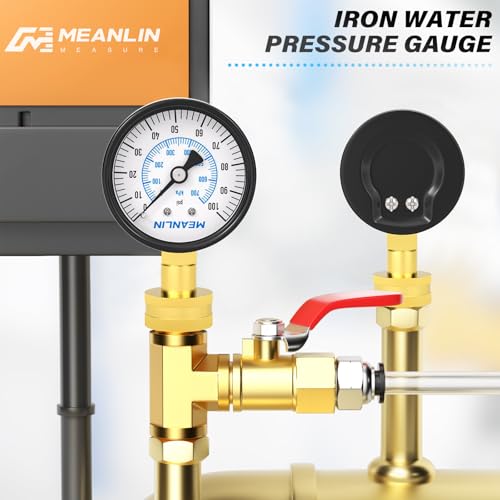 Image of MEANLIN MEASURE 0-100psi Water Pressure Gauge, 3 /4 inch Female 2.5 inch FACE DIAL Water Pressure Test Gauge with Sealing Ring, Water Pressure Gauge for Home