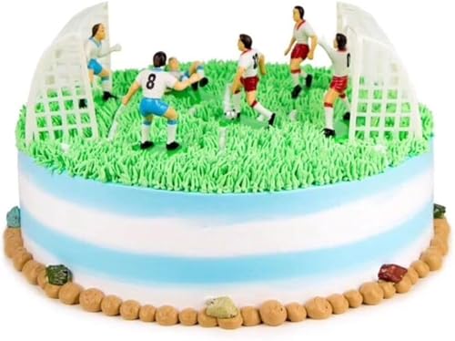 1 juego de 9 adornos de fútbol/fútbol para tartas y cupcakes, atractivos adornos procesados para tartas temáticas deportivas, suministros de fiesta de baby shower